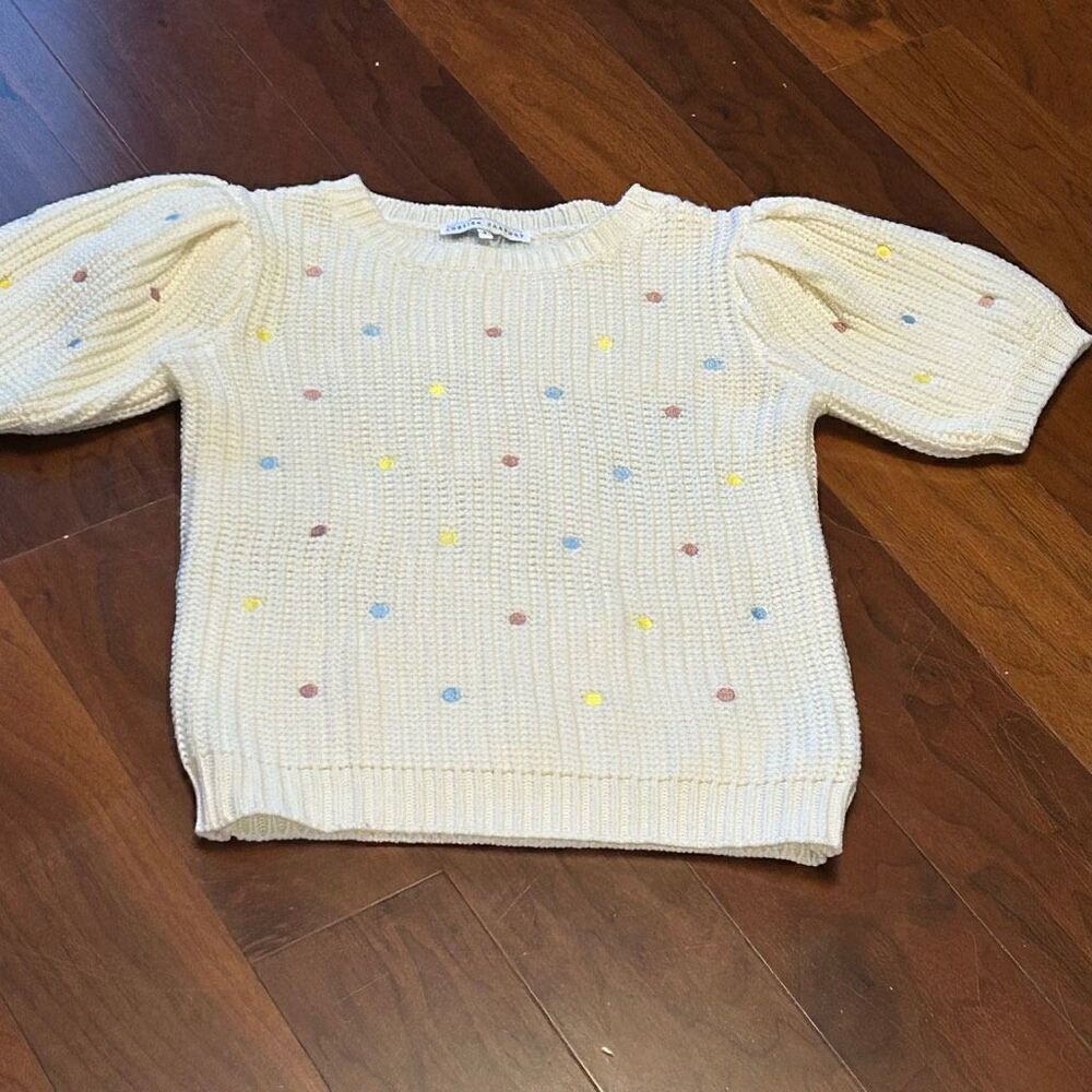 English Factory women's Pastel Dot Embroidered short sleeve sweater top size sma